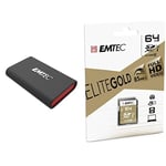 EMTEC - Pack mobilité - Disque SSD X210 128 GB + Carte SD 64 GB