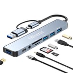 Oliveria Hub USB C 3.0, 8 en 2 USB Hub 3.0 Multiport Lecteur de Carte SD & TF, Ports USB 3.0 et USB 2.0, Ports Audio 3,5 mm, hub USB Type C MacBook Air/Pro, Galaxy, iPad, Windows, etc