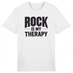 T Shirt "Rock Is My Therapy" - Pour Homme - Confectionné En France - Coton 100% Bio - Cadeau Rock Original Rigolo