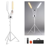 Neewer Lumière d'Esthéticienne avec Support Téléphone et Kit de Sac de Voyage, Lampe Photo LED Cils avec 2,4G/PC/Mac et Contrôle Séparé de 2 Bâton Lumineux, CRI98+, Eclairage pour Tatouage/Beauté