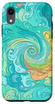 iPhone XR Swirl Blue Color Illustration Pattern Abstract Art Case