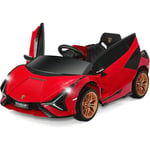 Costway - Lamborghini Voiture Électrique 12V Enfants avec Télécommande 2,4G 2 Portes Papillons Démarrage Progressif & Musique Charge 25kg pour Enfant