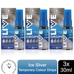 Schwarzkopf LIVE Colour Drops Semi-Permanent Hair Dye, Ice Silver 3 Pack