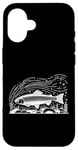 Coque pour iPhone 16 Line Art Poisson Aquariste & Ichtyologiste Truite arc-en-ciel