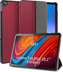 Coque Pour Lenovo Tab M10 3rd Gen 10.1'' - Étui Housse À Rabat Ultra Fine Pu Avec Veille/Réveil Automatique Pour Lenovo Tab M10 10,1 2022 (3ème Génération) Tb-328fu/Tb-328xu,Vin Rouge