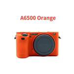 Étui de caméra en Silicone,housse de protection pour appareil photo Sony Alpha A6000 A6100 A6300 A6400 A6500 A6600 A5100 A5000 - Type A6500 Orange