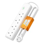 Smart Power Strip WiFi Plug - Smart Outlets Smart Extension Lead 1.8m with 4 AC Outlets, Compatible with Amazon Alexa, Google Assistant, Support Voice/APP Control, Surge Protecting, 13A 250V