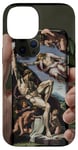 Coque pour iPhone 14 Noir Art Déco Floral Michel-Ange Création Of Adam Sixtine