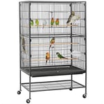 Yaheetech Grande Cage Oiseau sur Pied Volière Canaries Perroquet Grosses Perruches Cacatoès Ara Cage Oiseaux sur roulettes 2 Étages avec Support 79 x 52 x 132 cm