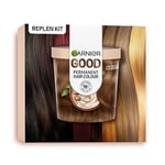 Garnier Good Permanent Hair Dye Replen Kit, 6.0 Mochaccino Brown, Up To 100% Grey Coverage, 8 Weeks Long-Lasting Colour, No-Drip Application