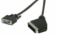 2m Scart to VGA cable/lead (Scart Male to VGA Female) Black