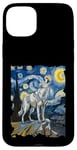 Coque pour iPhone 15 Plus Loup blanc Nuit étoilée – Peinture drôle de Van Gogh Loup