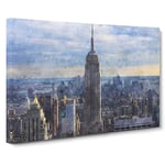 The Empire State Building Vol.2 Painting Modern Art Canvas Wall Art Print Ready to Hang, Framed Picture for Living Room Bedroom Home Office Décor, 30x20 Inch (76x50 cm)