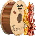 Soie Bicolore PLA Filament 1.75mm, FDM Filament Imprimante 3D, Précision Dimensionnelle +/- 0.03mm, 1KG Bobine (2.2 LBS), Silk Deux couleurs PLA Cuivres Or Et Rouges