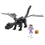 Minecraft Coffret Figurine Ultime Ender Dragon (51 cm) avec souffle de brume, Figurine Steve (8 cm) avec sons, lumières et projectiles, à collectionner, Jouet Enfant, Dès 6 ans, HHW17