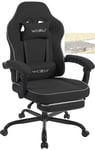 WOLTU Chaise Gaming, Fauteuil Gaming, avec Coussin à Ressorts Ensachés, Chaise Ergonomique, Charge 150kg, Appui-tête, Support Lombaire, Repose-Pieds, Tissu Technique, Noir, GS10sz