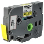 vhbw 1x Ruban compatible avec Brother PT 2710, 2730, 2730VP, 300B, 300SP, série 300 imprimante d'étiquettes 12mm Noir sur Jaune, laminée