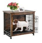 MaxxPet Cage Pour Chien En Bois - Banc Pour Chien - Cage De Style Meuble Pour La Maison - Cage Chien Interieur Avec 2 Portes - Niche Moderne Pour Chien - 69x51x60 cm - Brun