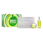 DKNY Be Delicious Coffret Cadeau pour Femme - Eau de Parfum 100ml, Brume pour le Corps 125ml, Pochette DKNY - Parfum Floral Longue Durée