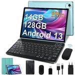 Tablette Android 13 Tablette 10 Pouces Tablette 14Go RAM+128Go ROM(TF 1To) Octa-Core 2.0 GHz丨5G WiFi+Bluetooth 5.0丨5MP+8MP丨8000mAh丨GMS Certified丨2 en 1 Tablette Tactile丨Tablette avec clavier -Vert