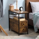 Vintage Industrial Bedside Table 2 Drawer Storage Slim Cabinet Furniture Metal