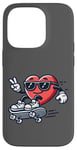 Coque pour iPhone 14 Pro Skateboard patineur coeur Saint-Valentin