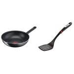 Tefal Day By Day On Poêle Wok 28 cm Antiadhésive Résistante Plaque Electrique Gaz Vitrocéramique Thermo-Signal Fabriqué en France Délicieux Sautés B56419AZ & Spatule Ingenio K20608 | 40cm