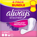 Always Discreet Incontinence Panty Liners for Women, 24 Count (Pack of 4) 