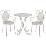 Set de Jardin ou Terrasse Type Bistro 2 Chaises et Petite Table Assortie en Métal Gris Design Classique et Romantique Beliani