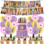 Trassel Rapunzel Princess Barnkalas Dekorationer Kit Banner Ballonger Tårtdekorationer Dekor Set LÅNG