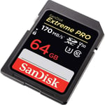 Carte mémoire SDXC SanDisk Extreme PRO 64 Go jusqu'à 170 Mo/s, Classe 10, U3, V30, 4K UHD