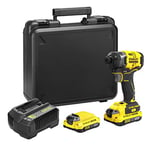 STANLEY FATMAX V20 Visseuse à Impacts Sans Fil 18 V Li-Ion Moteur Brushless 190 Nm 3800 cps/mn avec 1 Mallette 2 Batteries 2 Ah SFMCF820D2K-QW