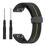 Garmin Fenix 7 Pro etc. 22mm Magnetiskt klockband - Svart med grönt