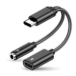 Dpzo - jamais UTILISÉ]Adaptateur Casque usb c vers Jack 3.5mm, 2 en 1 Type c Audio Charge Adaptateur Câble, Adaptateur Câble Audio Écouteur Tressé