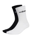 adidas Sportswear Unisex 3 Pack Cushioned Linear Crew Socks - White/Grey, Multi, Size S, Men