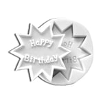 Silikomart 71.138.00.0096 Moule pour Pâte à Sucre SLK038 Happy Birthday Silicone Blanc