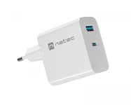 Natec Ribera GaN USB-A &amp; USB-C Oplader - 45W - Hvid