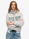 Superdry College Logo Boyfriend Zip Hoodie, Cadet Grey Marl