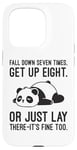 Coque pour iPhone 15 Pro Fall Down Seven Times, Get Up Eight - Humour amusant Lazy Panda