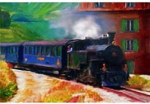 Puzzle XJLAC 1000 pièces pour Adultes et Enfants - Puzzle en Bois - Modèle de Peinture à l'huile de Train - Jeux interactifs en Famille, Grand Puzzle en Bois de Loisirs de Vacances