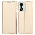 För oneplus Nord 2T 5G PU Läder Stativ Flip Folio Cover Magnetisk Absorption Kortplats Väska - Guld