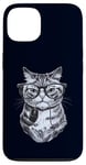 Coque pour iPhone 13 Chat ringard tenant une souris d'ordinateur mignon chaton geek