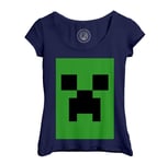 T-Shirt Femme Col Echancré Attention Creeper Bac A Sable Jeux Video Pixels