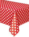 Röd Plastduk med Vita Polka Dots 274x137 cm