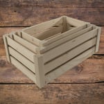 Nest of 3 Farm Shop Display Unit Unfinished Wooden Storage Box Veggie Crates