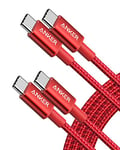 Anker New Nylon USB-C to USB-C Charging Cable 1.8m Length Twin Pack with Power Delivery for MacBook Pro 2020, iPad Pro, Galaxy S20, Switch, Pixel, LG and USB-C Chargers (Red)