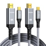 Highwings USB C to HDMI Cable 1.8m 4K@60Hz 2Pack, UHD Thunderbolt 3/4 to HDMI Cable[Anti-Interference] Compatible for iPhone 16/15 Pro, for MacBook Pro/Air, for Surface, for XPS, for Galaxy etc