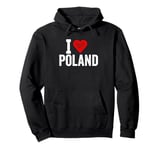 Funny Design Retro I Love Poland with a Red Heart Pullover Hoodie