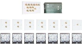 6.1 Surround Sound Audio AV Speaker Wall Face Plate Kit + Back Boxes NON SOLDER