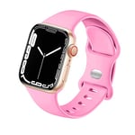 HdanMole Sport Strap Compatible with Apple Watch Straps 40mm 38mm 41mm 42mm 44mm 45mm 46mm, Silicone Strap Replacement for iWatch Straps Series 10 9 8 7 6 5 4 3 2 1 SE Women Men, Barbie Pink